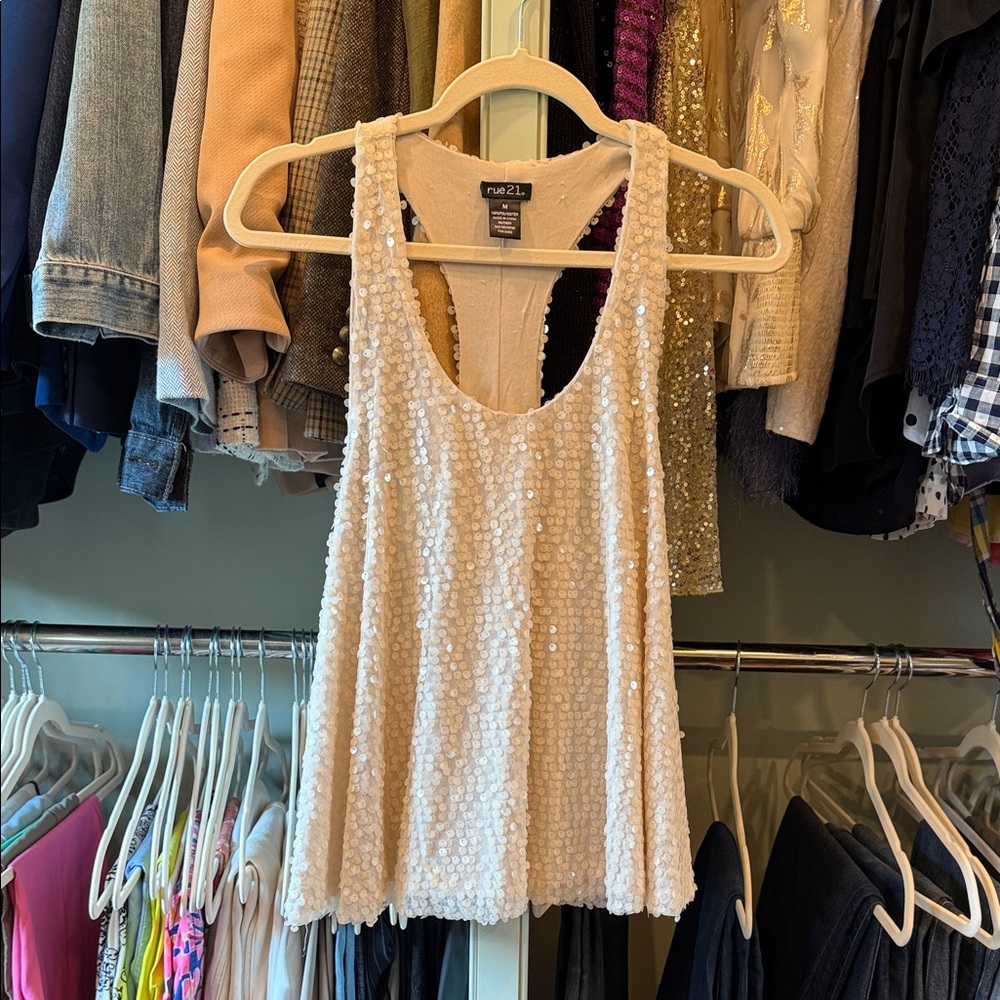 Rue21 Cream Sequin Tank Top